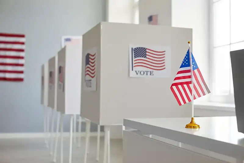 Picture of polling place with no people