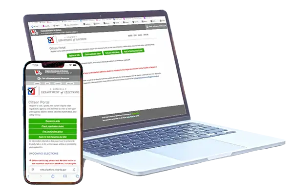 Citizen Portal website shown on laptop and mobile